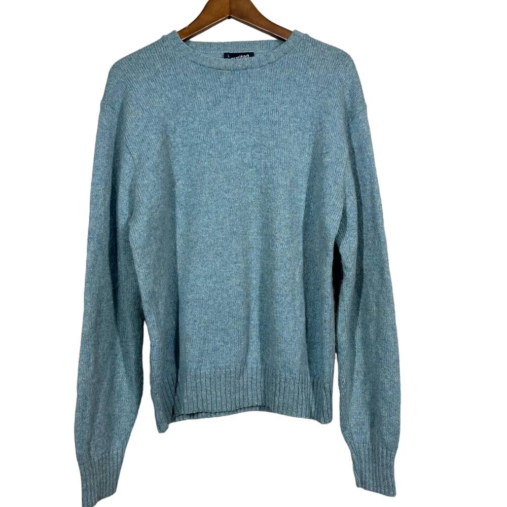 Vintage Puritan Crewneck Dad Sweater Long Sleeve Blue Classic Knit Grandpa - L